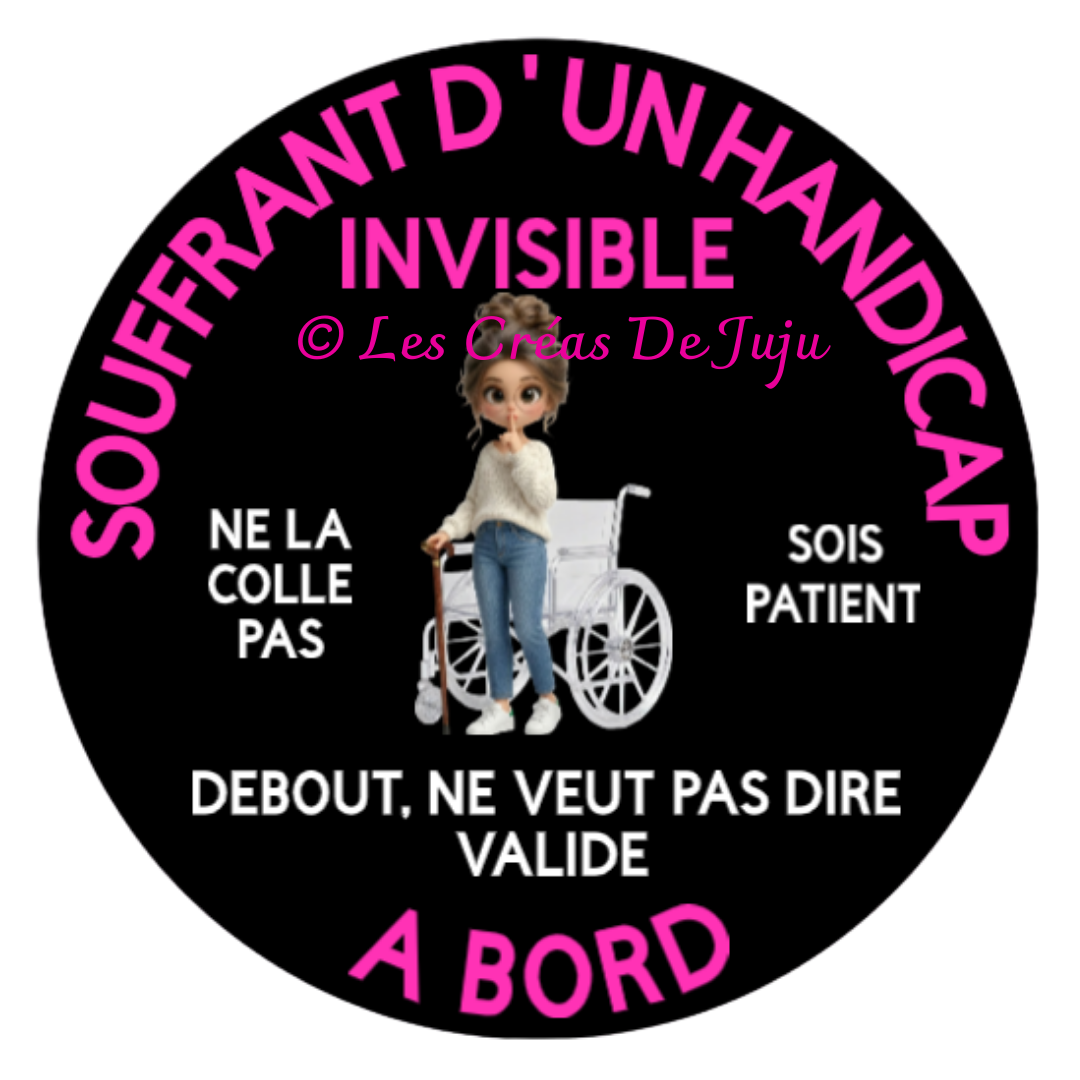 Stickers à coller handicap invisible à bord femme plusieurs versions fantôme; tournsol, debout...
