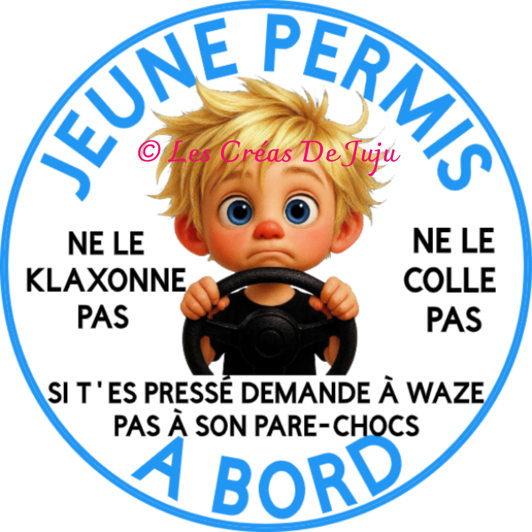 Macaron aimanté jeune permis à bord garçon brun, blond