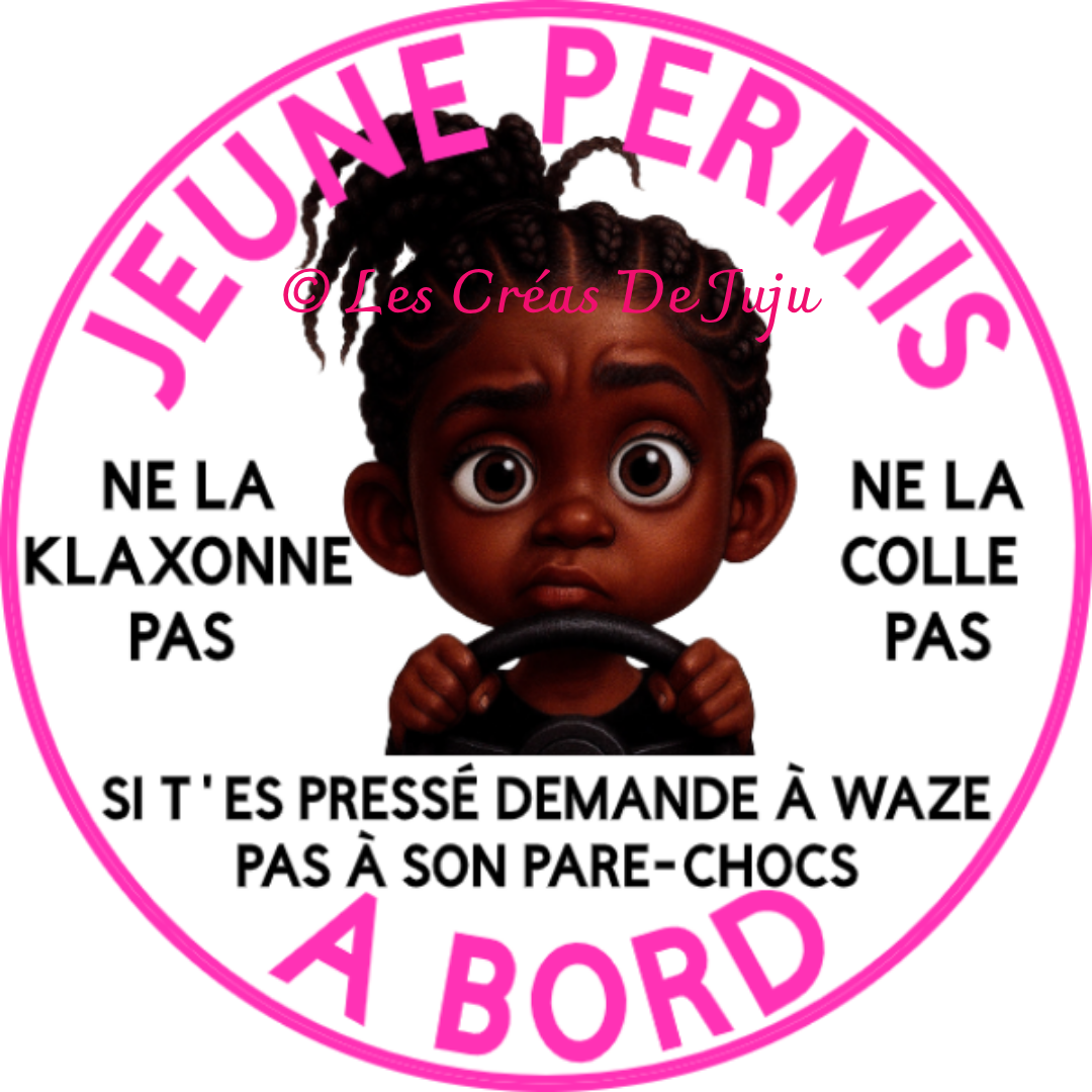 Macaron aimanté jeune permis à bord fille brune, blonde, rousse, peau noire