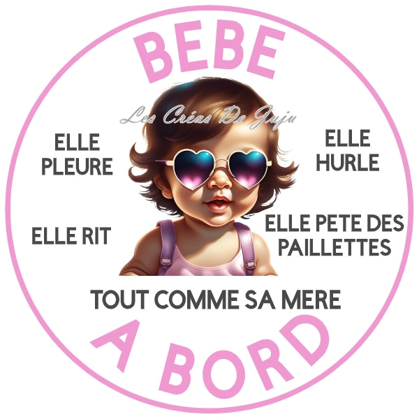 Stickers bébé à bord fille
