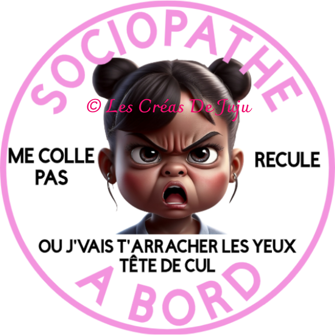 Sticker pour voiture humour "Macaron aimanté voiture Sociopathe à bord (blonde, rousse...)" - Les Créas de Juju - photo 4