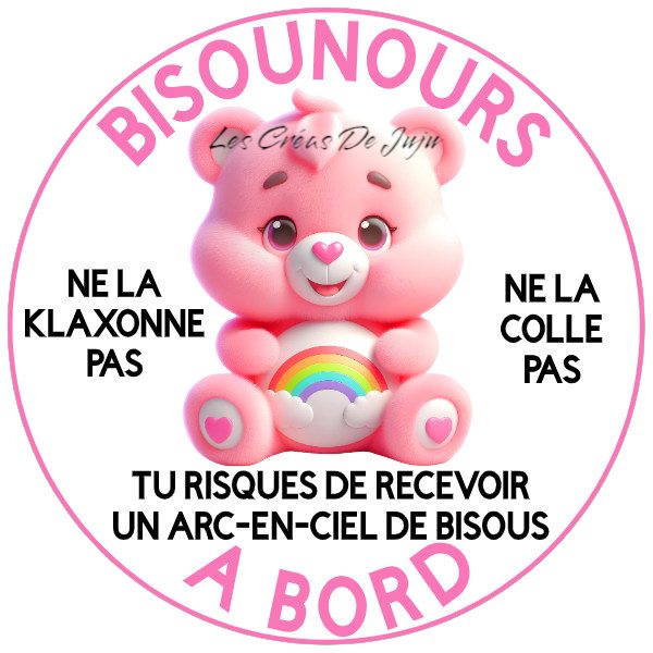 Stickers bisounours rose à bord