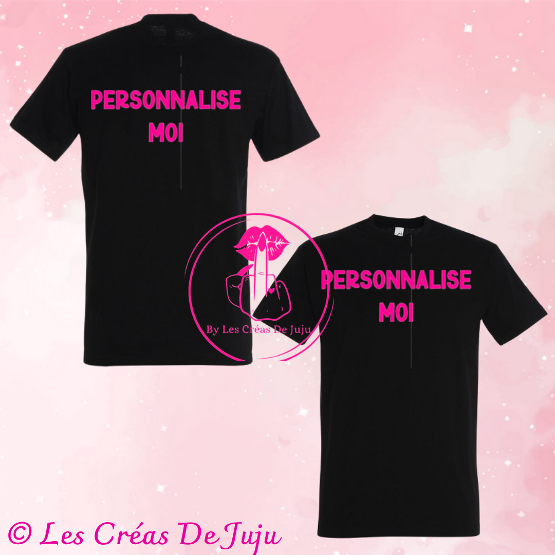 T-shirt homme noir personnalisable, col rond, humour Les Créas de Juju