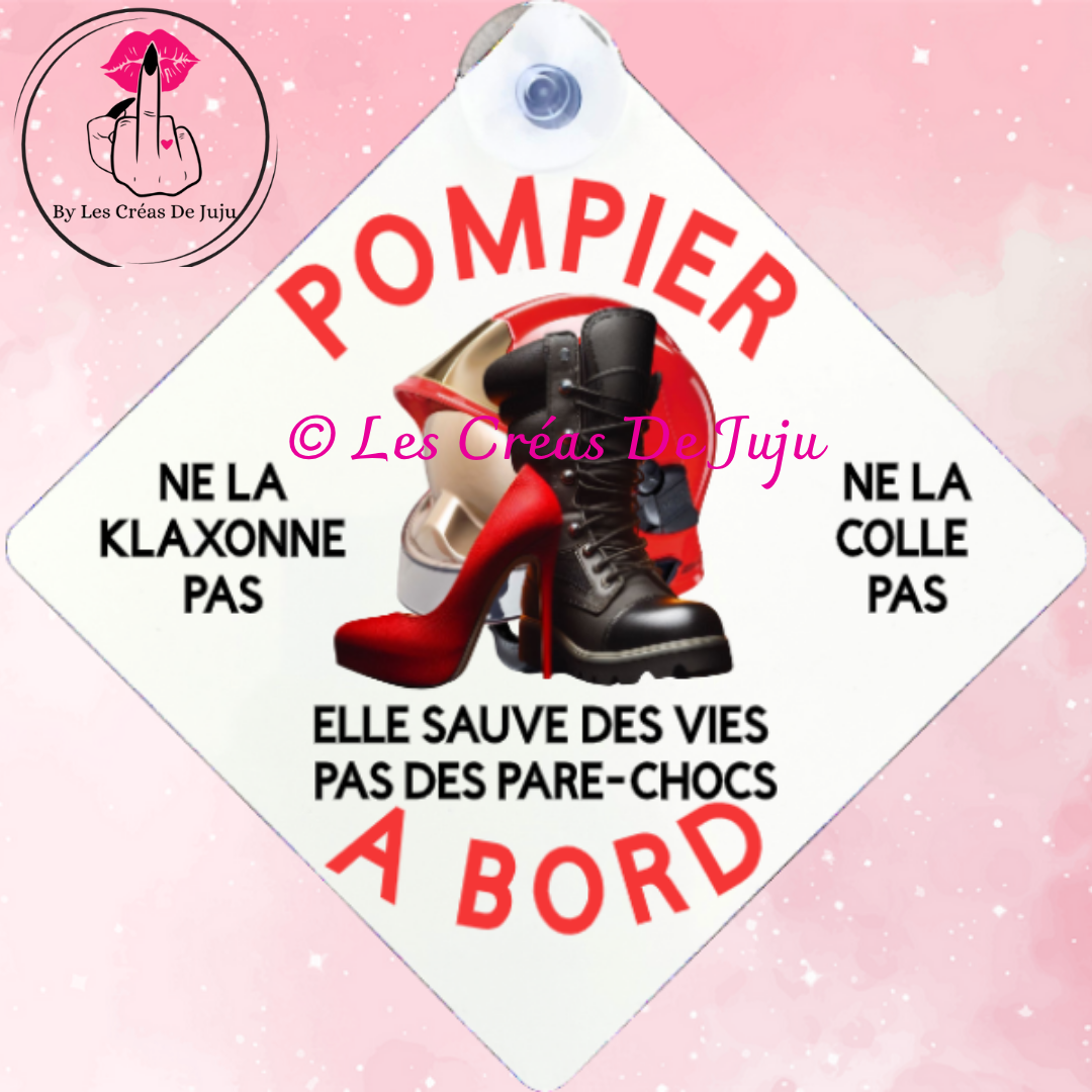 Plaque ventouse pompier à bord version feminine plusieurs versions