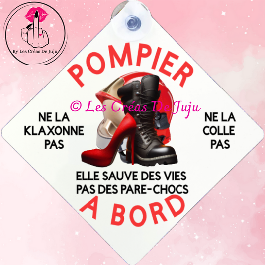 Plaque ventouse pompier à bord version feminine plusieurs versions