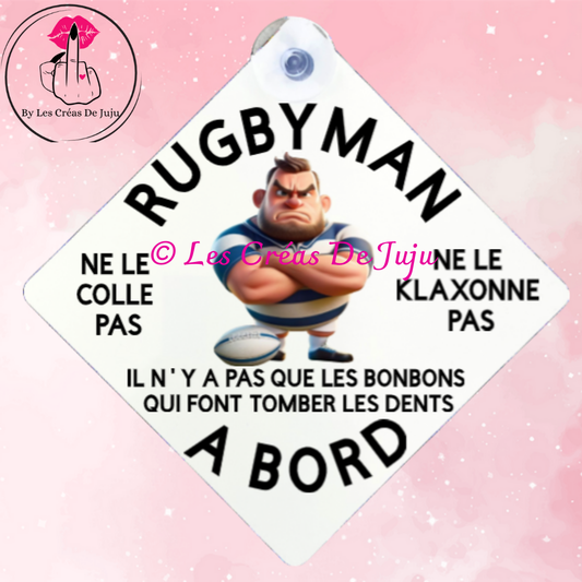 Plaque ventouse rugbyman à bord plusieurs versions