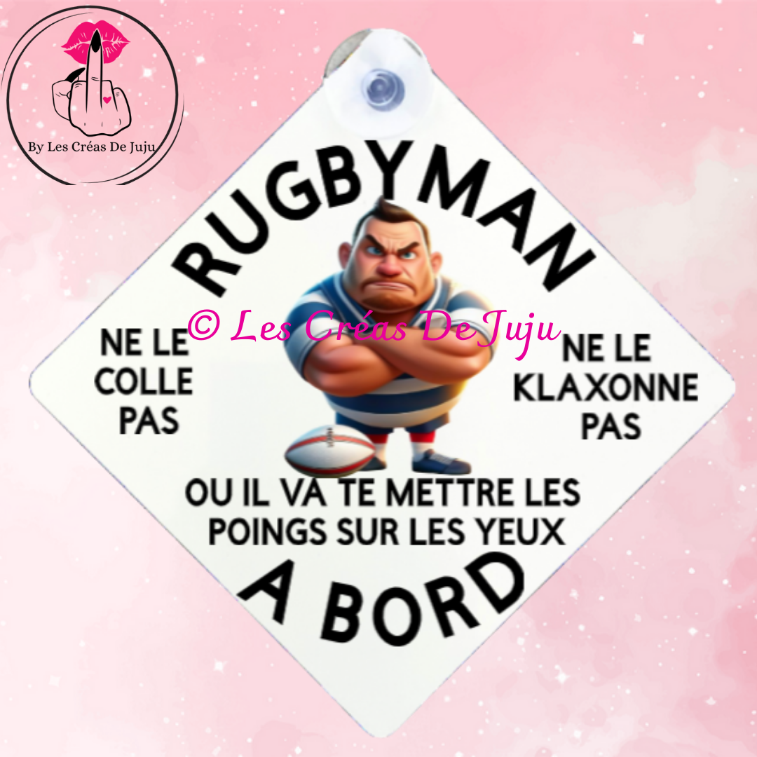 Plaque ventouse rugbyman à bord plusieurs versions