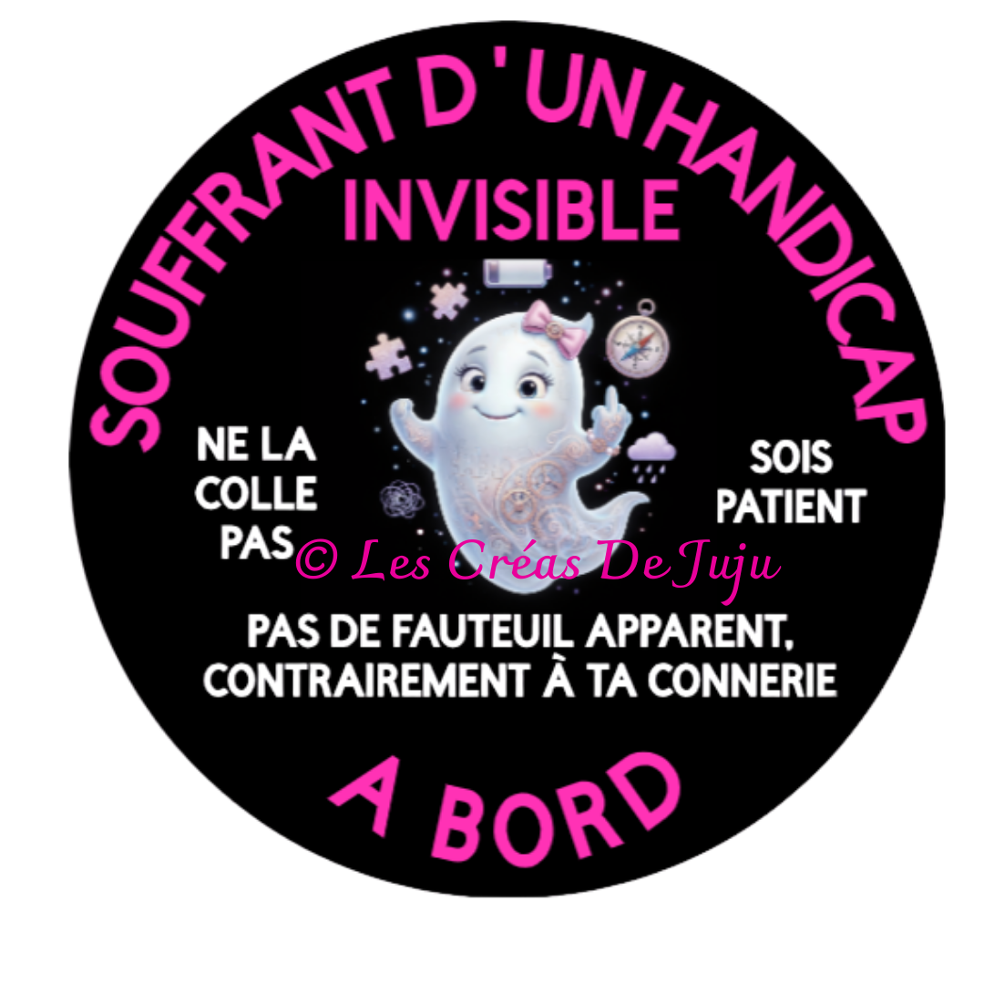 Stickers à coller handicap invisible à bord femme plusieurs versions fantôme; tournsol, debout...