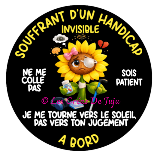 Stickers à coller handicap invisible à bord femme plusieurs versions fantôme; tournsol, debout...
