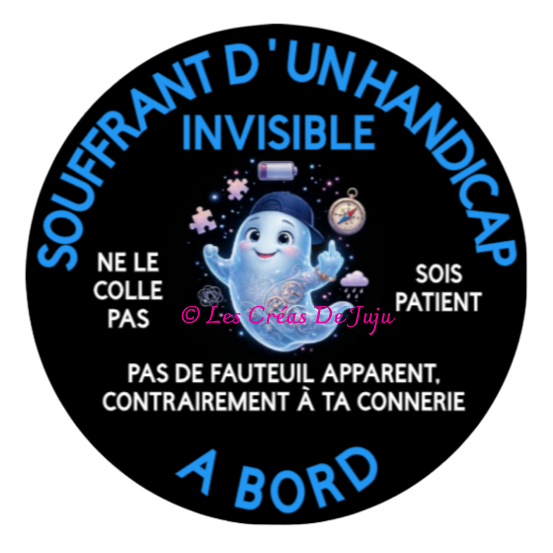 Stickers à coller handicap invisible à bord plusieurs versions fantome ou tournesol