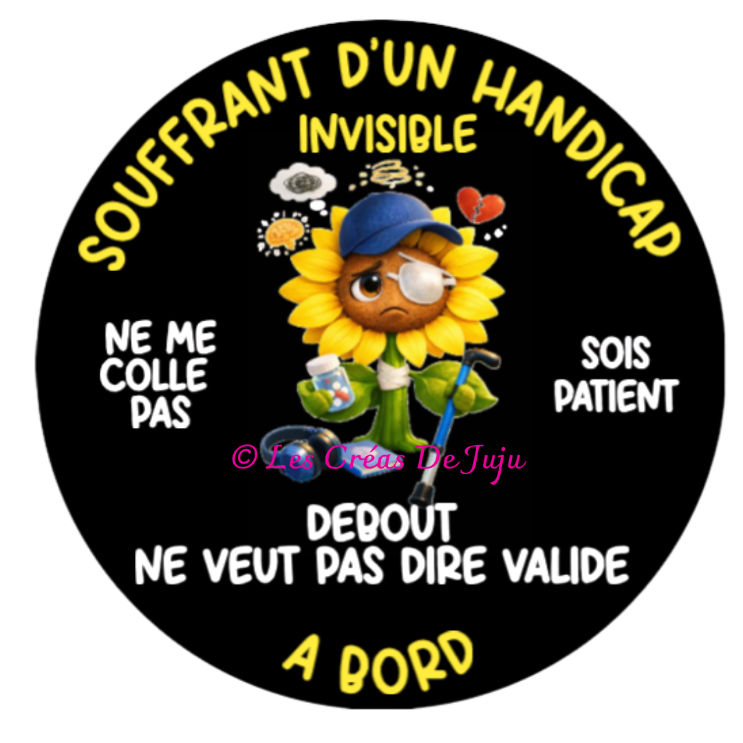 Stickers à coller handicap invisible à bord plusieurs versions fantome ou tournesol