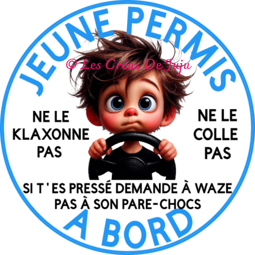 Macaron aimanté jeune permis à bord garçon brun, blond