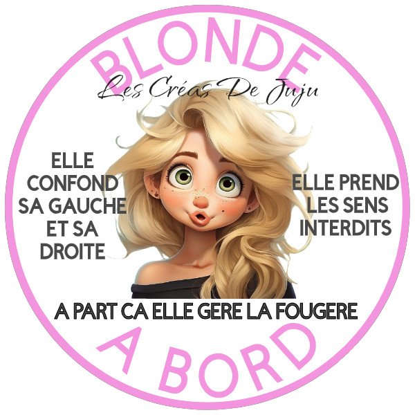 Sticker pour voiture humour "à coller blonde à bord" - Les Créas de Juju