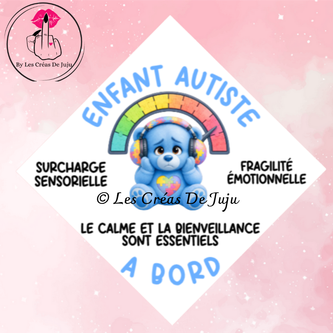 Plaque ventouse enfant autiste à bord version fille ou garçon