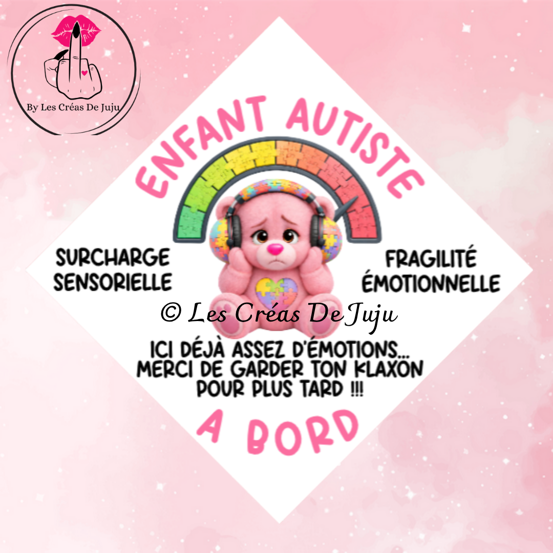 Plaque ventouse enfant autiste à bord version fille ou garçon
