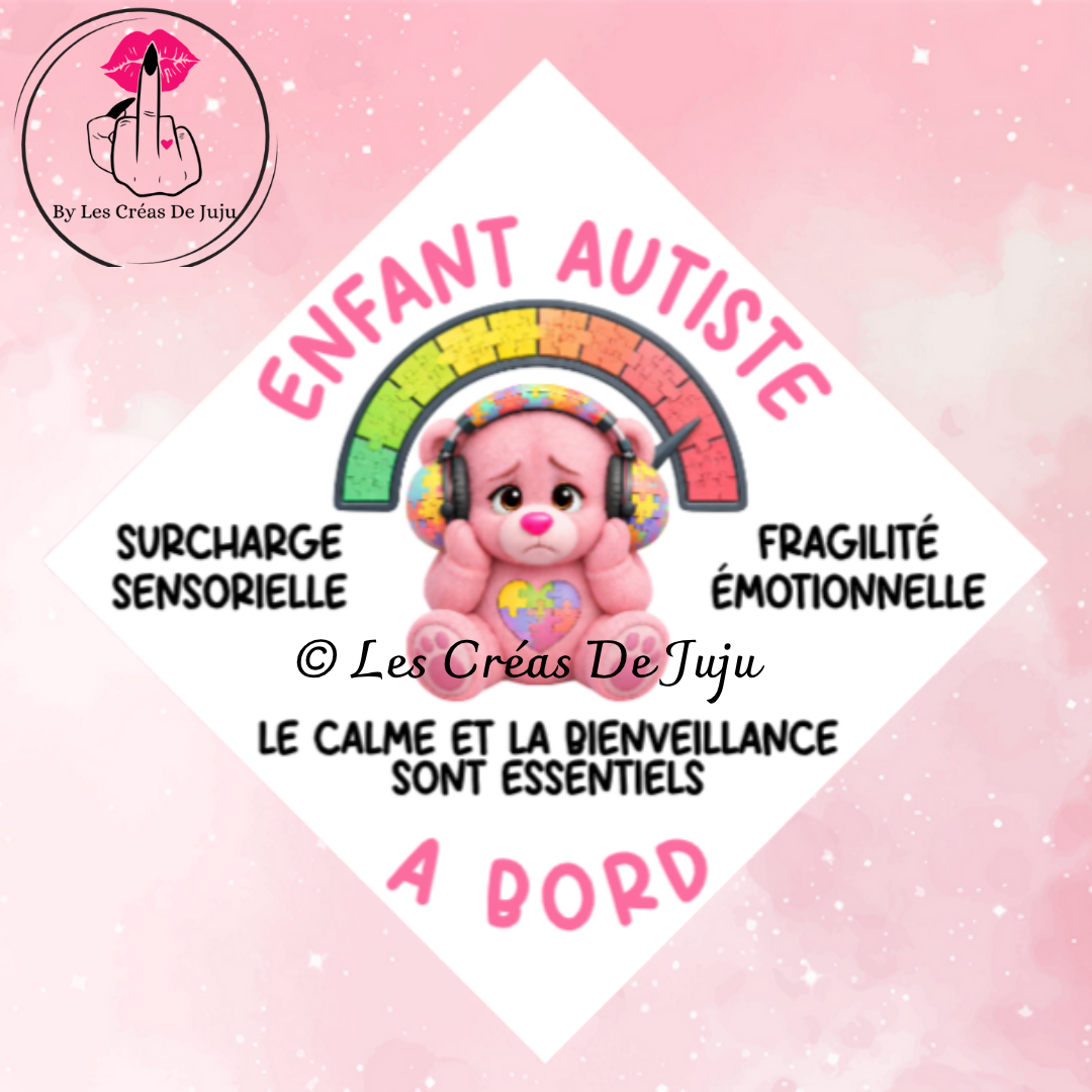Plaque ventouse enfant autiste à bord version fille ou garçon