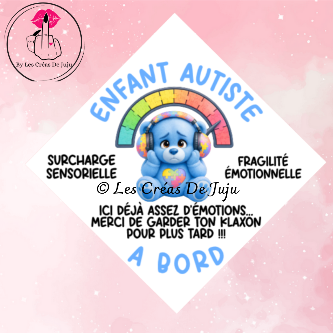 Plaque ventouse enfant autiste à bord version fille ou garçon