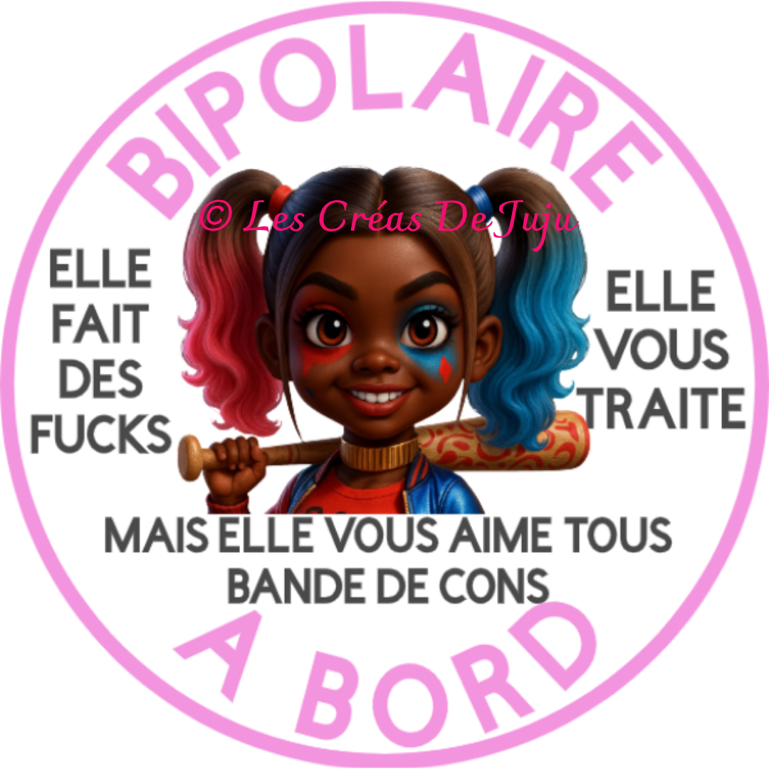 Magnet pour voiture humour "aimanté bipolaire à bord" - Les Créas de Juju - photo 3
