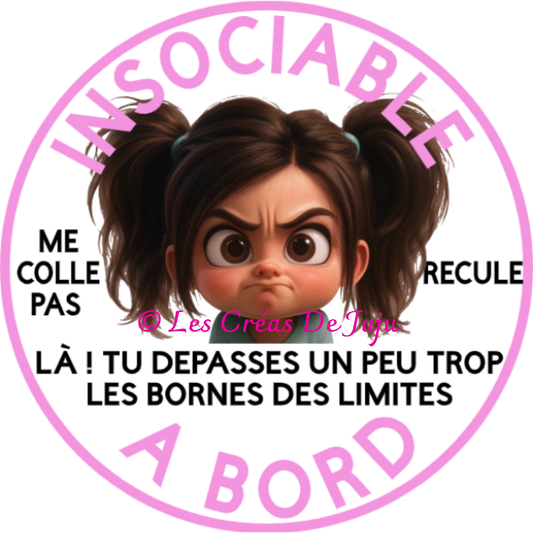 Stickers à coller insociable à bord brune