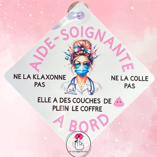 Plaque ventouse aide soignante à bord