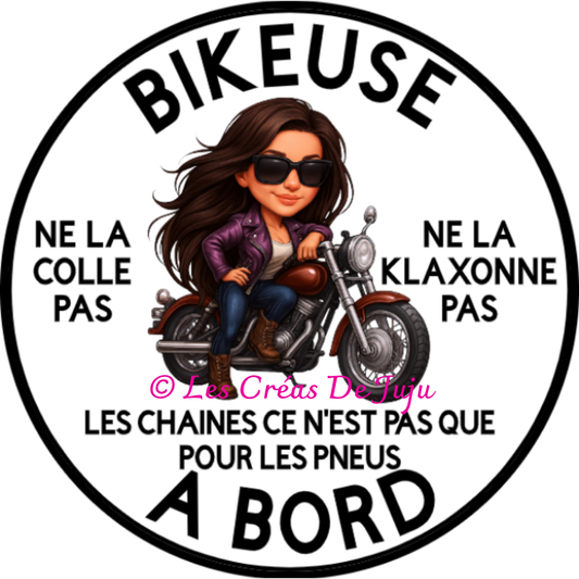 Stickers à coller bikeuse à bord