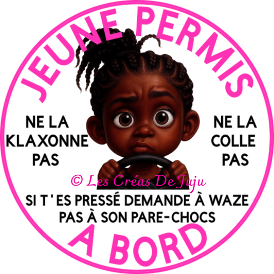 Stickers jeune permis à bord fille peau noire