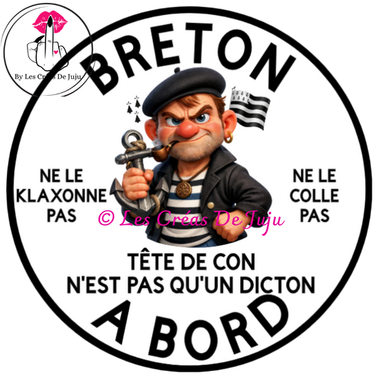 Magnet pour voiture humour "Breton à bord" 18 cm - Les Créas de Juju