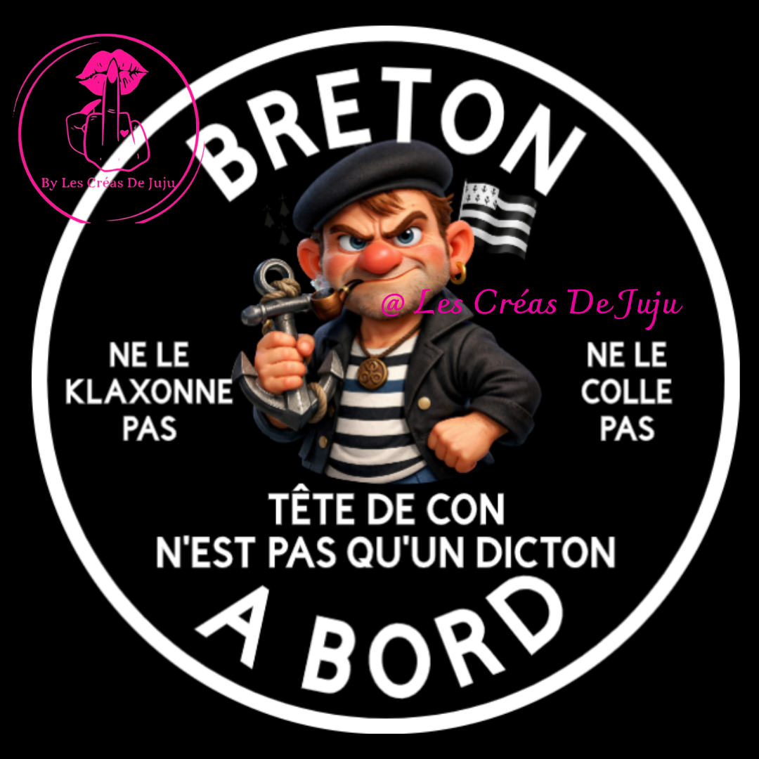 Magnet pour voiture humour "Breton à bord" 18 cm - Les Créas de Juju - photo 2