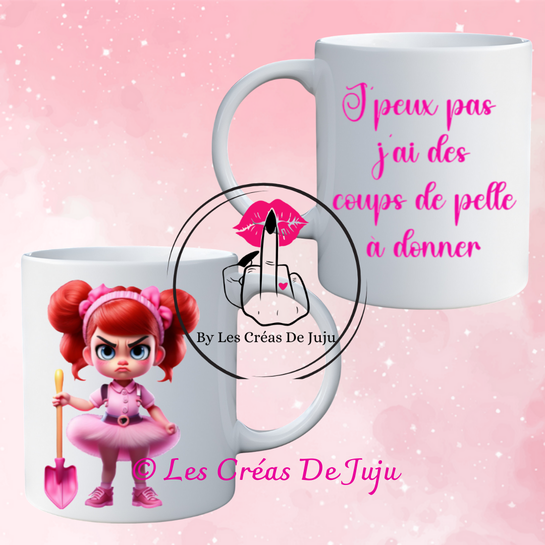 Mug humour "j'peux pas j'ai des coups de pelle à donner" - Les Créas de Juju - photo 3