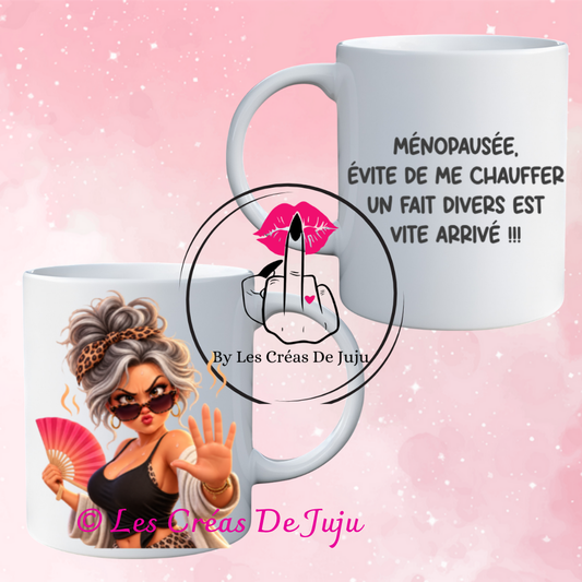 Mug ménopause humour - illustration femme avec éventail, Les Créas de Juju