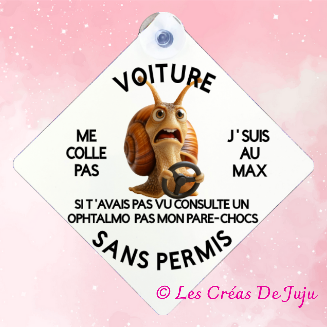 Plaque ventouse humour "voiture sans permis" - Les Créas de Juju