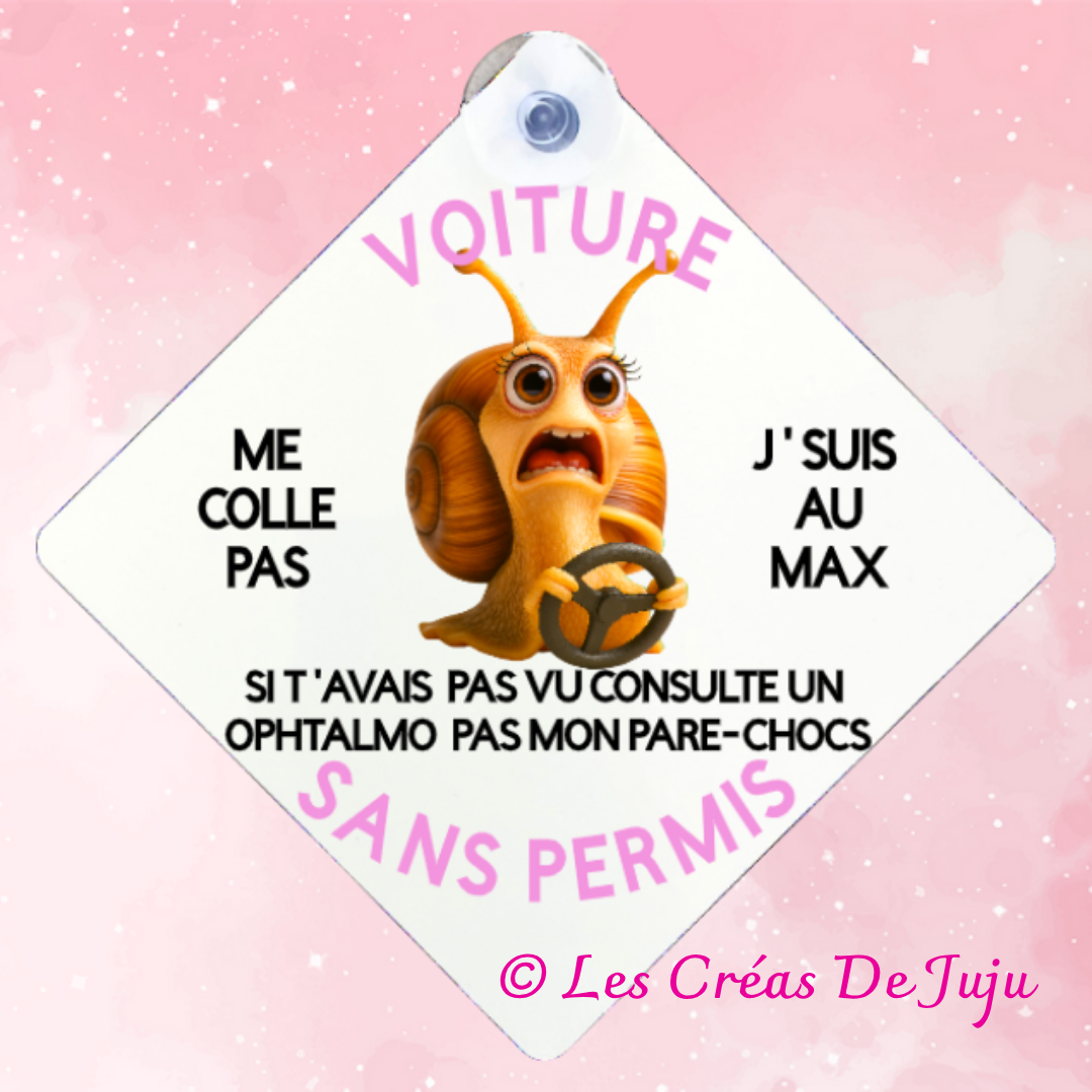 Plaque ventouse humour "voiture sans permis" - Les Créas de Juju