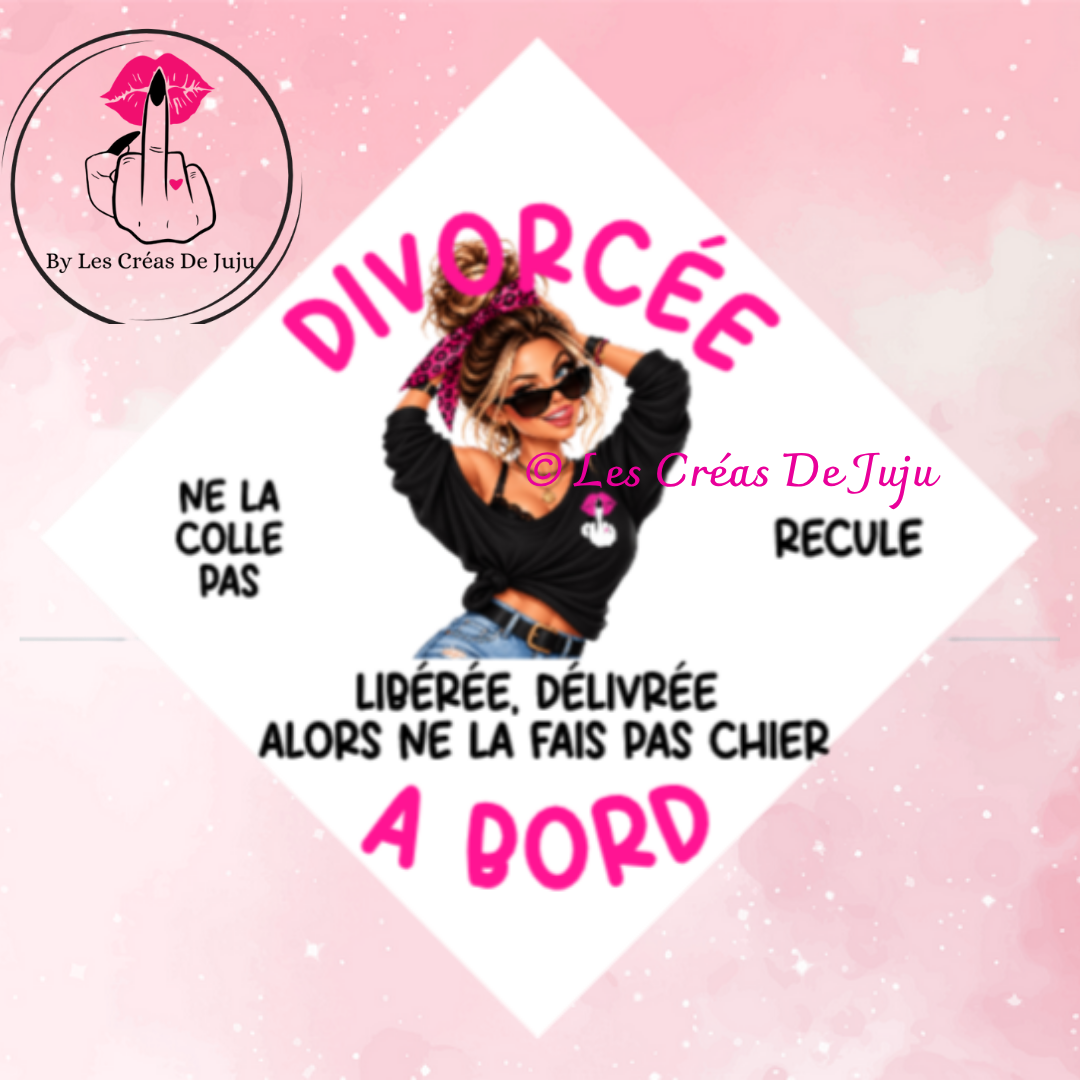 plaque ventouse fond blanc Divorcée à bord humoristique rose avec femme blonde