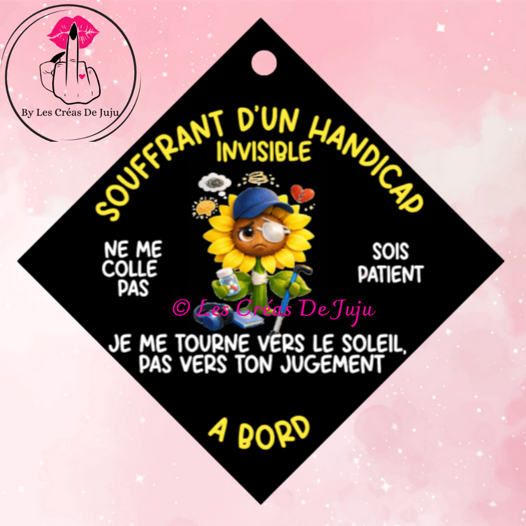 Plaque souffrant d'un handicap invisible à bord pour homme plusieurs versions fantôme, tournesol