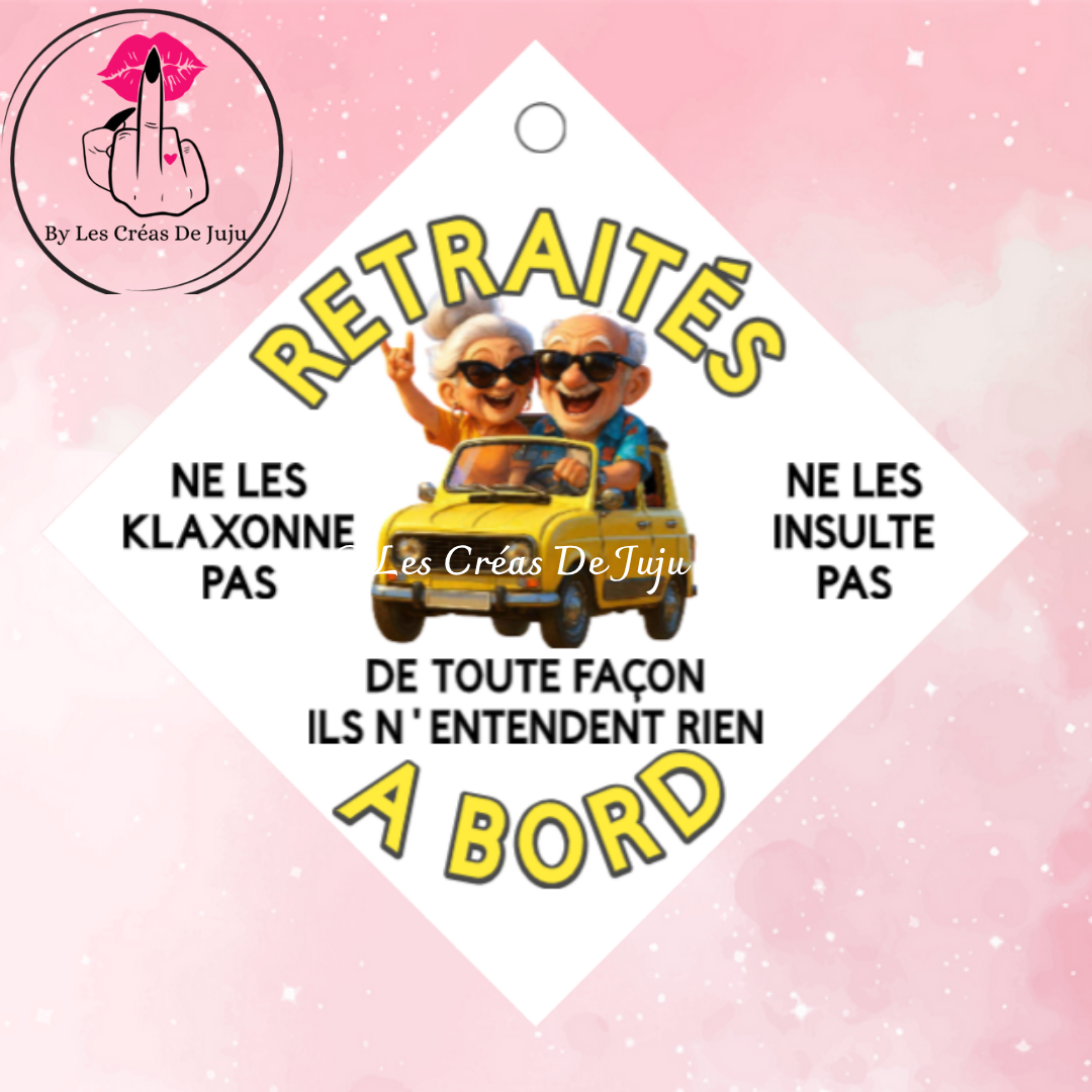 Plaque ventouse papy et mamie à bord et retraités à bord plusieurs versions