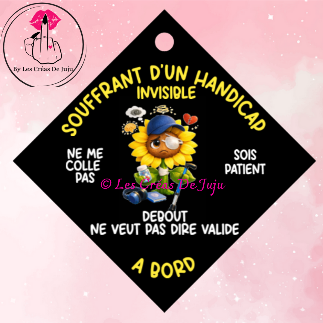 Plaque souffrant d'un handicap invisible à bord pour homme plusieurs versions fantôme, tournesol