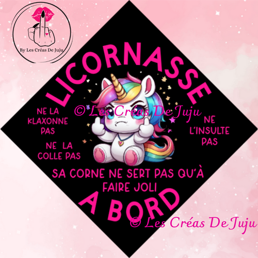 Plaque ventouse licornasse à bord fond noir