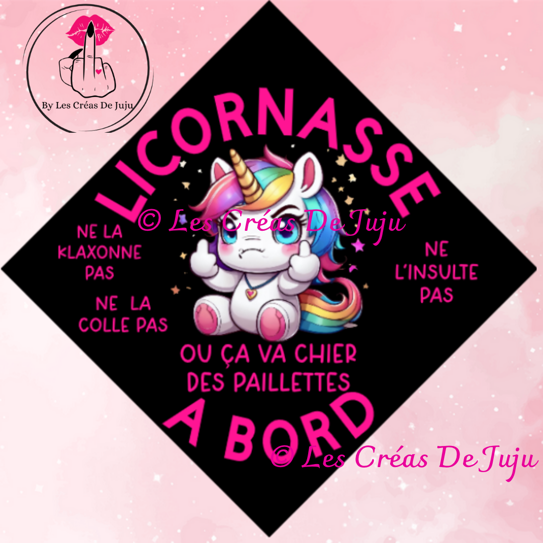 Plaque ventouse licornasse à bord fond noir