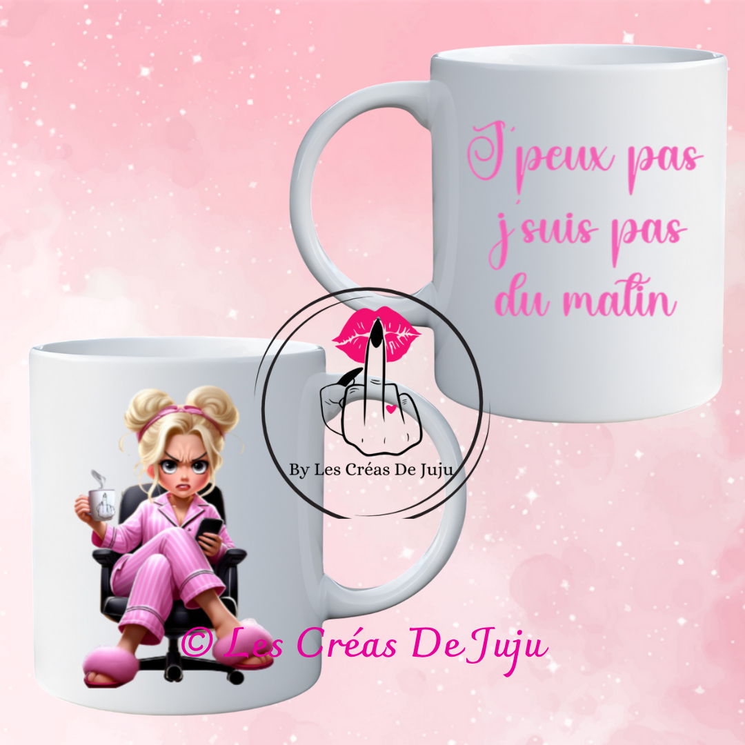 Mug j'peux pas j'suis pas du matin plusieurs versions