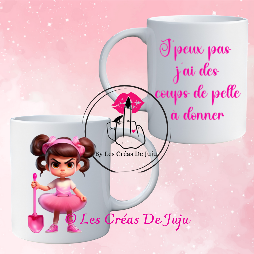 Mug humour "j'peux pas j'ai des coups de pelle à donner" - Les Créas de Juju - photo 2
