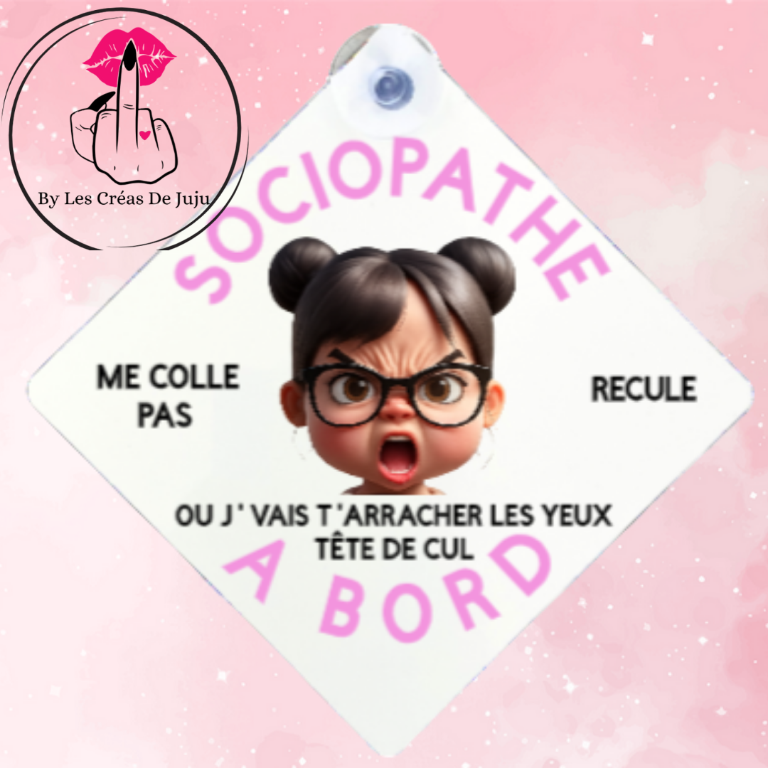 Plaque ventouse sociopathe à bord brune, blonde, rousse, peau noire, cheveux blancs , lunettes...