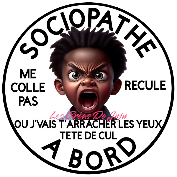 Macaron aimanté sociopathe peau noire à bord