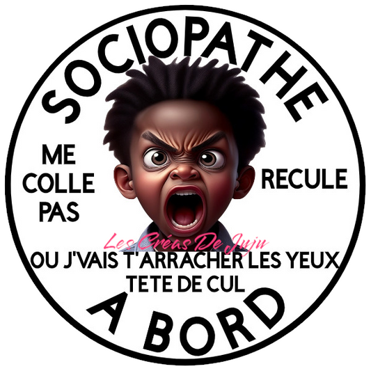 Macaron aimanté sociopathe peau noire à bord