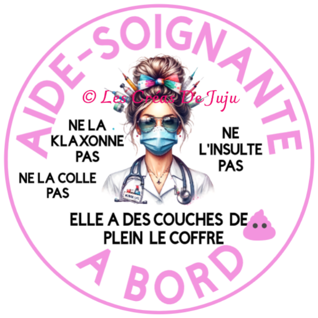 Sticker pour voiture humour "à coller aide soignante à bord" - Les Créas de Juju - photo 2