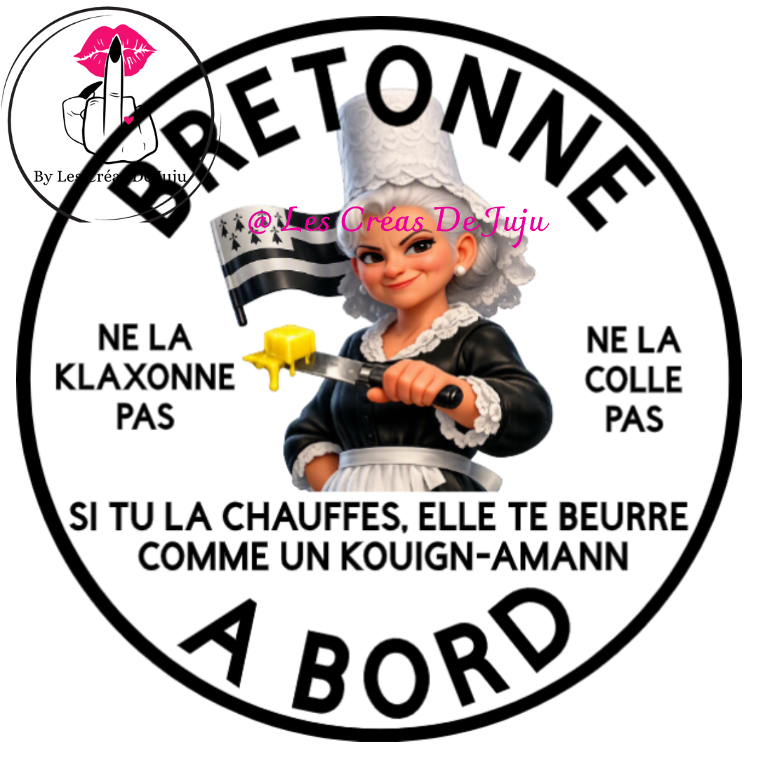 Magnet pour voiture humour "Bretonne à bord" 18 cm - Les Créas de Juju - photo 3