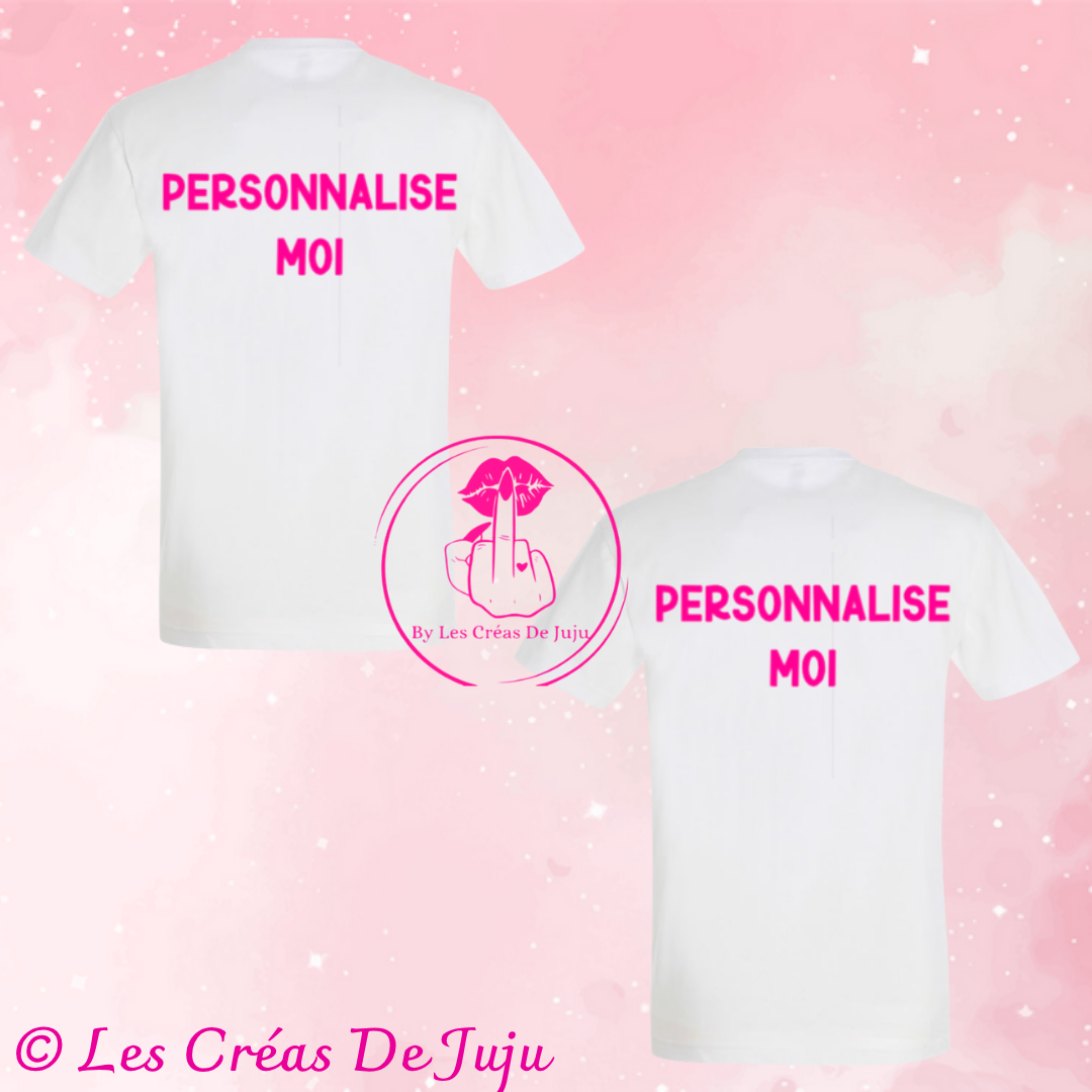 T-shirt homme blanc personnalisable, col rond, humour Les Créas de Juju