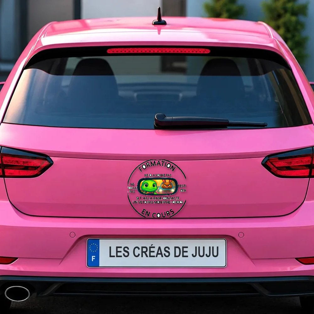 Magnet pour auto-école formation en cours sur le coffre d'une voiture rose – Les Créas De Juju