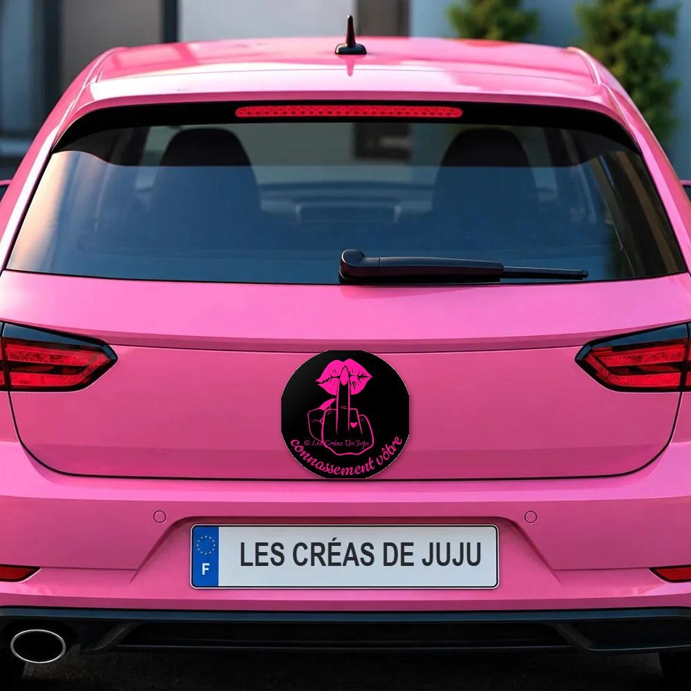 Magnet connassement vôtre sur le coffre d'une voiture rose – Les Créas De Juju