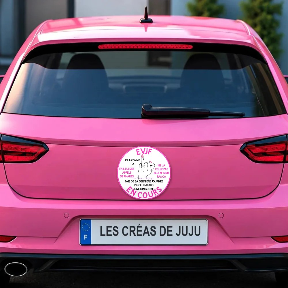 Magnet enterrement de vie de jeune fille en cours sur le coffre d'une voiture rose – Les Créas De Juju